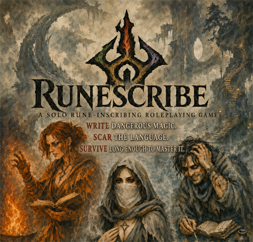 Runescribe solo rune-inscribing roleplaying game cover art