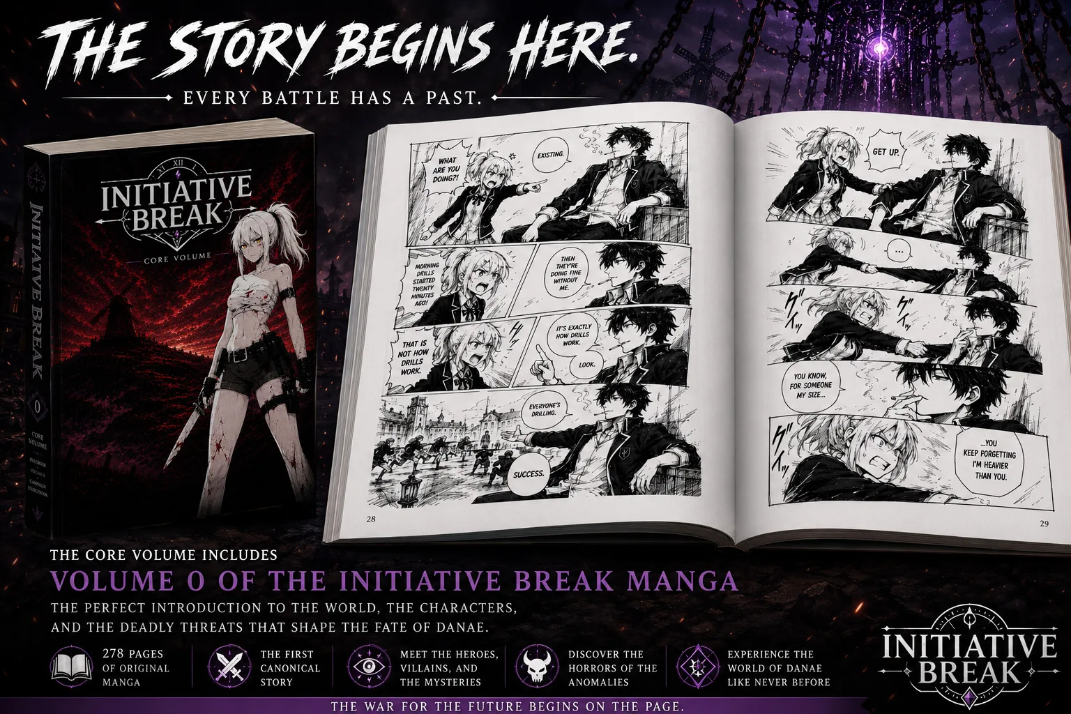 Open pages from Initiative Break Volume 0 manga